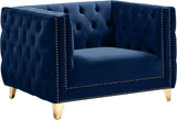 Michelle Velvet Chair - Glamorous Contemporary Design with Gold Nailheads and Deep Button Tufting