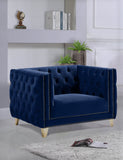 Michelle Velvet Chair - Glamorous Contemporary Design with Gold Nailheads and Deep Button Tufting