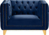 Michelle Velvet Chair - Glamorous Contemporary Design with Gold Nailheads and Deep Button Tufting