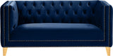 Michelle Velvet Loveseat – Sumptuous Glamour with Gold Nailheads, Iron Legs & Deep Button Tufting