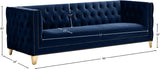 Michelle Velvet Sofa with Gold Nailhead Trim and Iron Legs - Glamorous Contemporary Design