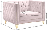 Michelle Velvet Chair - Glamorous Contemporary Design with Gold Nailheads and Deep Button Tufting