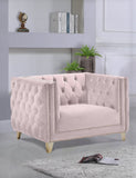 Michelle Velvet Chair - Glamorous Contemporary Design with Gold Nailheads and Deep Button Tufting