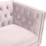 Michelle Velvet Chair - Glamorous Contemporary Design with Gold Nailheads and Deep Button Tufting