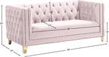 Michelle Velvet Loveseat – Sumptuous Glamour with Gold Nailheads, Iron Legs & Deep Button Tufting