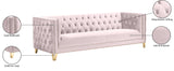 Michelle Velvet Sofa with Gold Nailhead Trim and Iron Legs - Glamorous Contemporary Design
