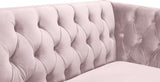Michelle Velvet Sofa with Gold Nailhead Trim and Iron Legs - Glamorous Contemporary Design