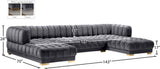 Gwen Contemporary 3-Piece Sectional Sofa with Deep Tufting and Gold & Chrome Legs for Stylish Comfort