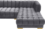 Gwen Contemporary 3-Piece Sectional Sofa with Deep Tufting and Gold & Chrome Legs for Stylish Comfort