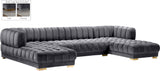 Gwen Contemporary 3-Piece Sectional Sofa with Deep Tufting and Gold & Chrome Legs for Stylish Comfort