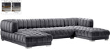 Gwen Contemporary 3-Piece Sectional Sofa with Deep Tufting and Gold & Chrome Legs for Stylish Comfort