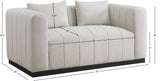 Lucia Oversized Loveseat - Cozy Textured Fabric Comfort with Deep Channel Tufting and Black Base