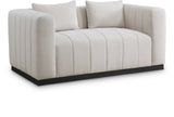 Lucia Oversized Loveseat - Cozy Textured Fabric Comfort with Deep Channel Tufting and Black Base