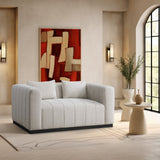 Lucia Oversized Loveseat - Cozy Textured Fabric Comfort with Deep Channel Tufting and Black Base