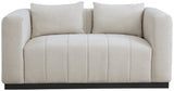 Lucia Oversized Loveseat - Cozy Textured Fabric Comfort with Deep Channel Tufting and Black Base