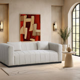 Lucia Sofa - Oversized Textured Linen Fabric Couch with Deep Channel Tufting for Ultimate Comfort