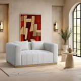 Lucia Oversized Loveseat - Cozy Textured Fabric Comfort with Deep Channel Tufting and Black Base