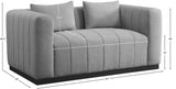 Lucia Oversized Loveseat - Cozy Textured Fabric Comfort with Deep Channel Tufting and Black Base