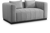 Lucia Oversized Loveseat - Cozy Textured Fabric Comfort with Deep Channel Tufting and Black Base