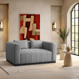 Lucia Oversized Loveseat - Cozy Textured Fabric Comfort with Deep Channel Tufting and Black Base