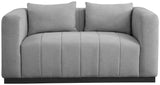 Lucia Oversized Loveseat - Cozy Textured Fabric Comfort with Deep Channel Tufting and Black Base