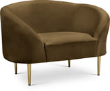 Ritz Elegant Velvet Chair with Gold Legs - Chic Curved Design for Contemporary Home Decor Style