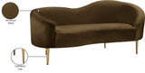 Ritz Contemporary Loveseat with Plush Upholstery and Elegant Gold Legs for Chic Home Style