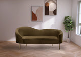 Ritz Contemporary Loveseat with Plush Upholstery and Elegant Gold Legs for Chic Home Style