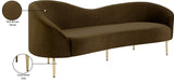 Ritz Elegant Velvet Sofa with Gold Metal Legs - Contemporary Curved Design for Chic Living Rooms