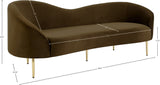 Ritz Elegant Velvet Sofa with Gold Metal Legs - Contemporary Curved Design for Chic Living Rooms