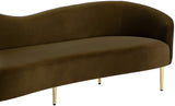 Ritz Elegant Velvet Sofa with Gold Metal Legs - Contemporary Curved Design for Chic Living Rooms