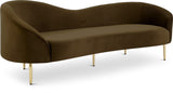 Ritz Elegant Velvet Sofa with Gold Metal Legs - Contemporary Curved Design for Chic Living Rooms