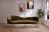 Ritz Elegant Velvet Sofa with Gold Metal Legs - Contemporary Curved Design for Chic Living Rooms