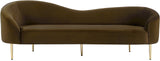 Ritz Elegant Velvet Sofa with Gold Metal Legs - Contemporary Curved Design for Chic Living Rooms