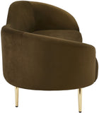 Ritz Elegant Velvet Sofa with Gold Metal Legs - Contemporary Curved Design for Chic Living Rooms