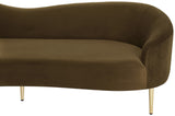 Ritz Elegant Velvet Sofa with Gold Metal Legs - Contemporary Curved Design for Chic Living Rooms