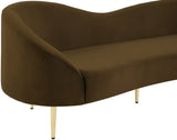 Ritz Elegant Velvet Sofa with Gold Metal Legs - Contemporary Curved Design for Chic Living Rooms