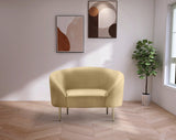Ritz Elegant Velvet Chair with Gold Legs - Chic Curved Design for Contemporary Home Decor Style
