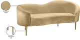 Ritz Contemporary Loveseat with Plush Upholstery and Elegant Gold Legs for Chic Home Style