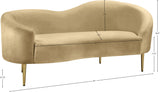 Ritz Contemporary Loveseat with Plush Upholstery and Elegant Gold Legs for Chic Home Style