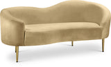 Ritz Contemporary Loveseat with Plush Upholstery and Elegant Gold Legs for Chic Home Style