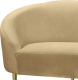 Ritz Contemporary Loveseat with Plush Upholstery and Elegant Gold Legs for Chic Home Style