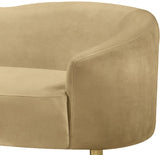 Ritz Contemporary Loveseat with Plush Upholstery and Elegant Gold Legs for Chic Home Style