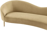 Ritz Elegant Velvet Sofa with Gold Metal Legs - Contemporary Curved Design for Chic Living Rooms