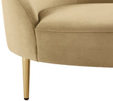 Ritz Elegant Velvet Sofa with Gold Metal Legs - Contemporary Curved Design for Chic Living Rooms