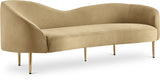 Ritz Elegant Velvet Sofa with Gold Metal Legs - Contemporary Curved Design for Chic Living Rooms
