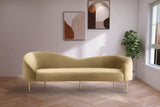 Ritz Elegant Velvet Sofa with Gold Metal Legs - Contemporary Curved Design for Chic Living Rooms