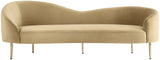 Ritz Elegant Velvet Sofa with Gold Metal Legs - Contemporary Curved Design for Chic Living Rooms