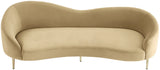 Ritz Elegant Velvet Sofa with Gold Metal Legs - Contemporary Curved Design for Chic Living Rooms
