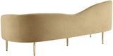 Ritz Elegant Velvet Sofa with Gold Metal Legs - Contemporary Curved Design for Chic Living Rooms